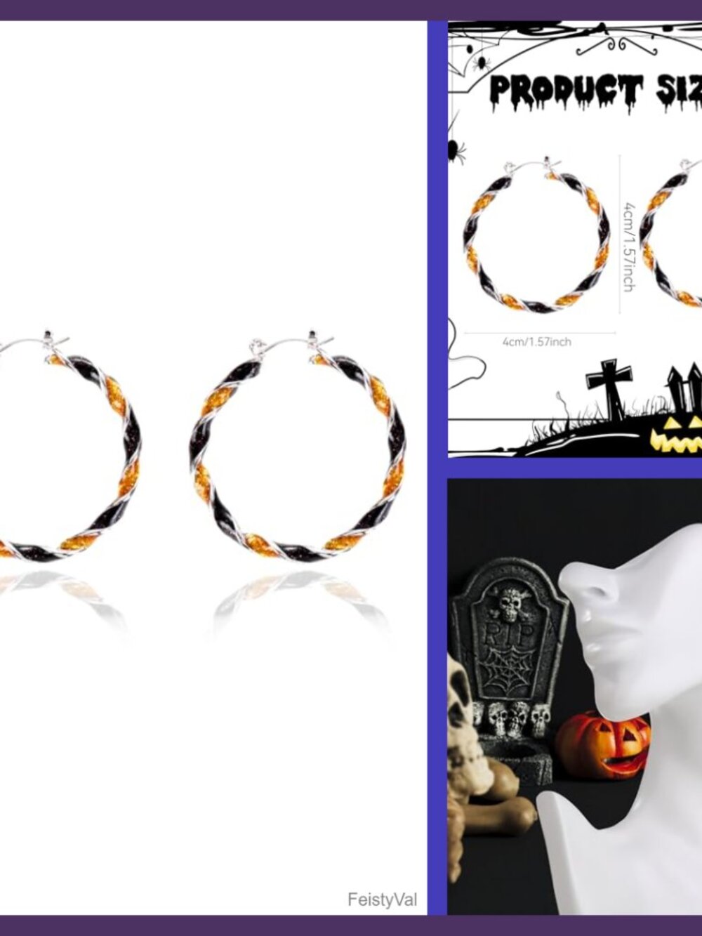 Twisted Hoop Earrings Metal Zircon French Wire Halloween Party Costume Jewelry